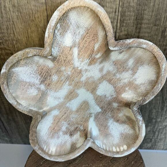 Rustic Flower Plate Whitewashed Decor NEW FAST SHIP - Picture 2 of 5